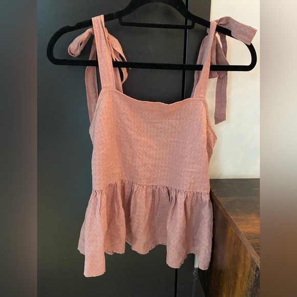 Madewell Rosalie Tie-Strap Top Dusty Rose - Picture 2 of 3